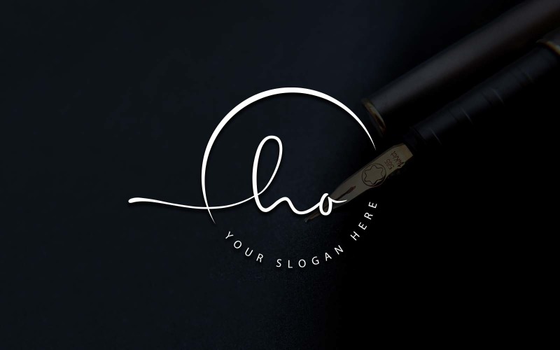 Calligraphy Studio Style HO Letter Logo Design Logo Template