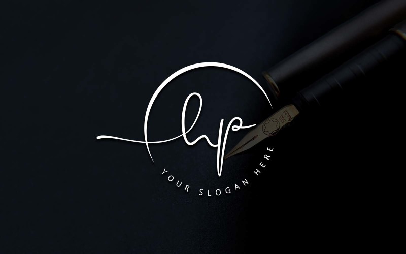 Calligraphy Studio Style HP Letter Logo Design Logo Template