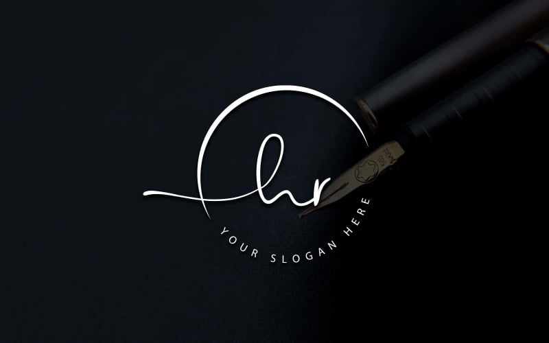 Calligraphy Studio Style HR Letter Logo Design Logo Template