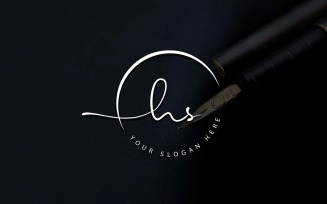Calligraphy Studio Style HS Letter Logo Design