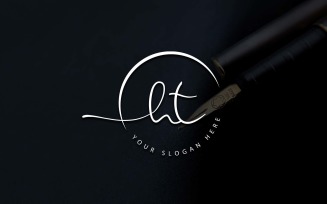 Calligraphy Studio Style HT Letter Logo Design
