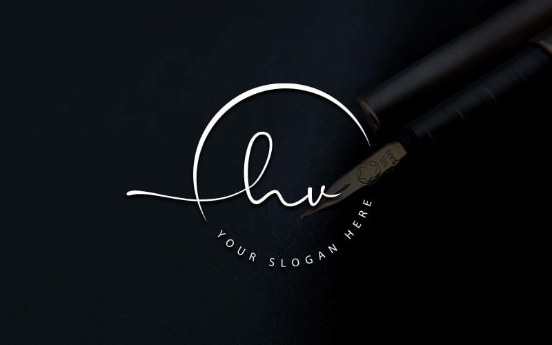 Calligraphy Studio Style HV Letter Logo Design Logo Template