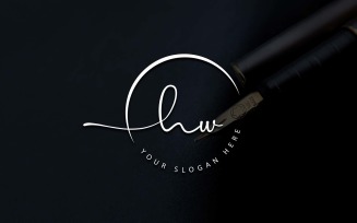 Calligraphy Studio Style HW Letter Logo Design