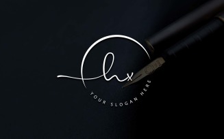Calligraphy Studio Style HX Letter Logo Design
