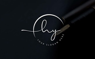 Calligraphy Studio Style HY Letter Logo Design