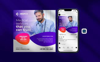 Medical Social Media Banner or square Flyer Template