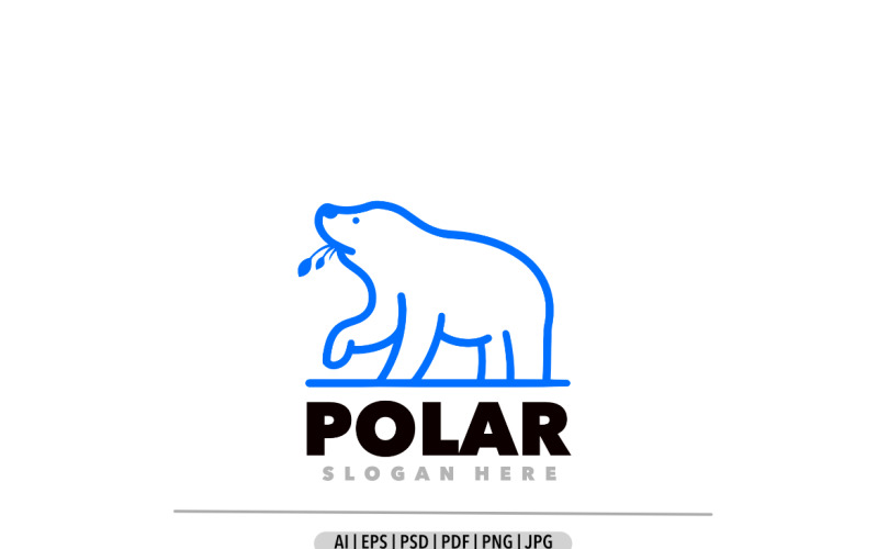 Polar bear blue line art logo Logo Template
