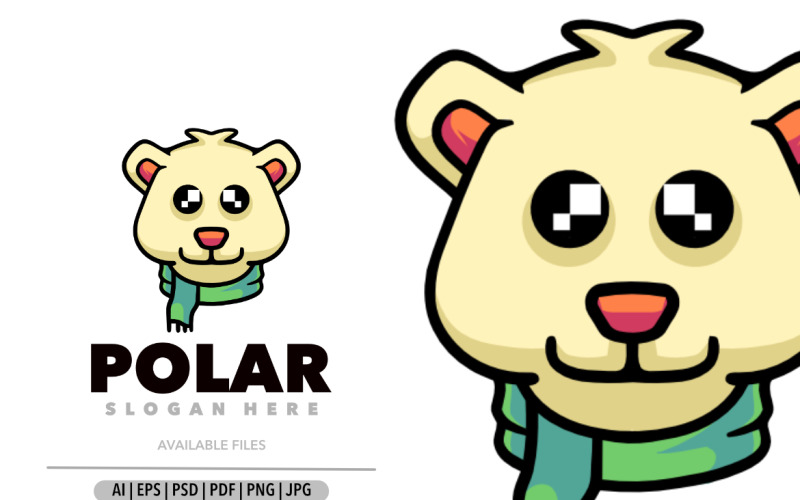 Polar bear head logo design Logo Template