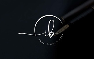 Calligraphy Studio Style IB Letter Logo Design