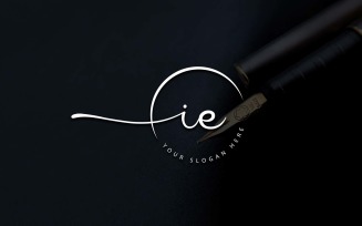 Calligraphy Studio Style IE Letter Logo Design