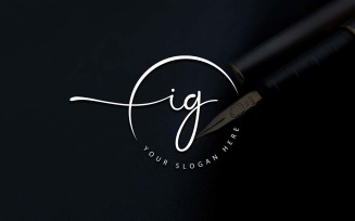 Calligraphy Studio Style IG Letter Logo Design