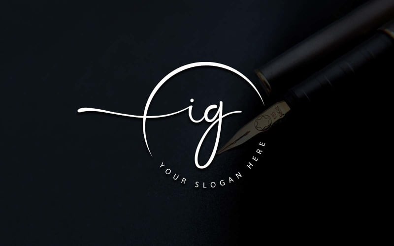 Calligraphy Studio Style IG Letter Logo Design Logo Template