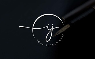 Calligraphy Studio Style IJ Letter Logo Design