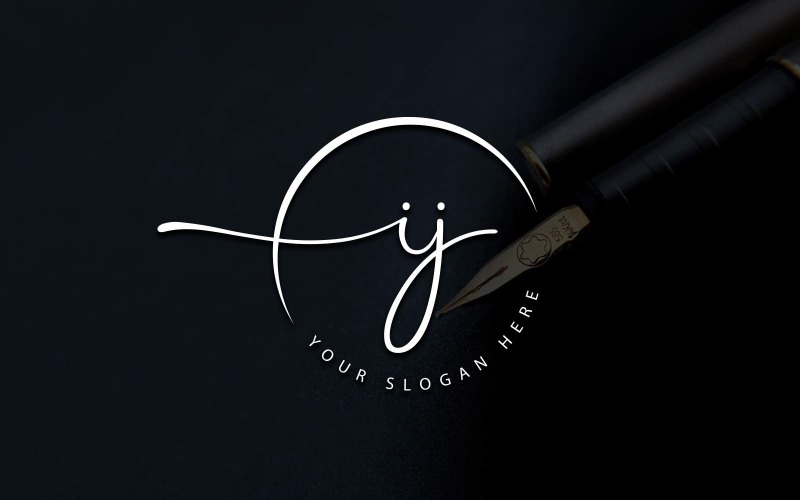 Calligraphy Studio Style IJ Letter Logo Design Logo Template