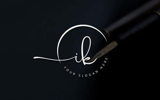 Calligraphy Studio Style IK Letter Logo Design
