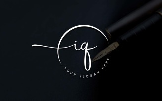 Calligraphy Studio Style IQ Letter Logo Design