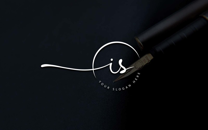 Calligraphy Studio Style IS Letter Logo Design Logo Template