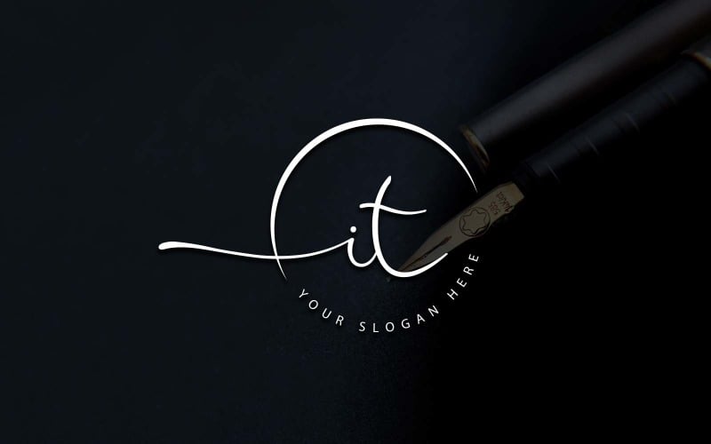 Calligraphy Studio Style IT Letter Logo Design Logo Template