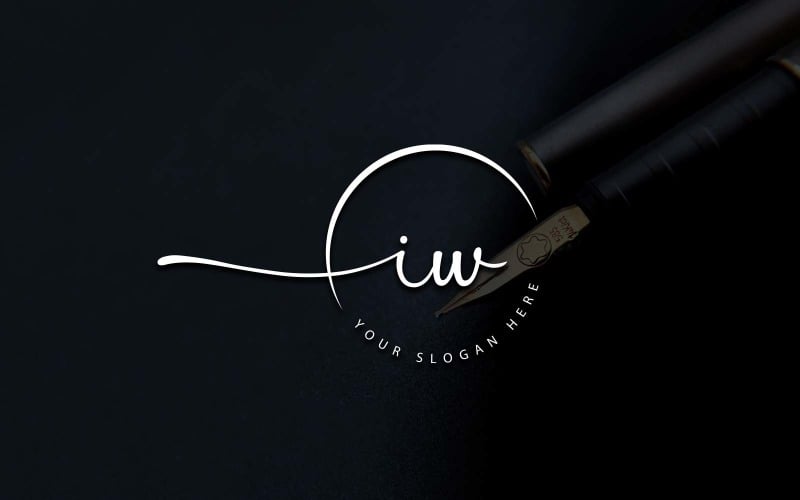 Calligraphy Studio Style IW Letter Logo Design Logo Template
