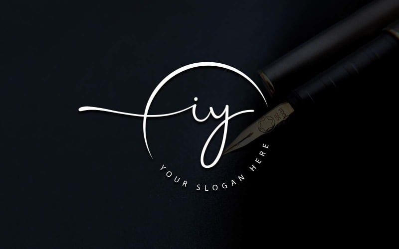 Calligraphy Studio Style IY Letter Logo Design Logo Template
