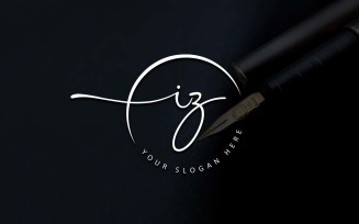 Calligraphy Studio Style IZ Letter Logo Design