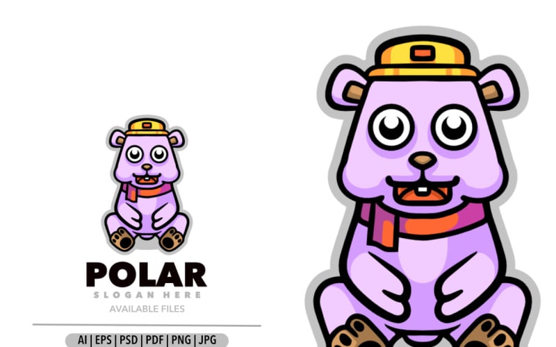 Polar mascot cartoon design logo Logo Template