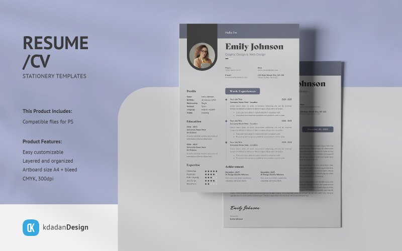 Resume/CV PSD Design Templates Vol 09.1 Resume Template