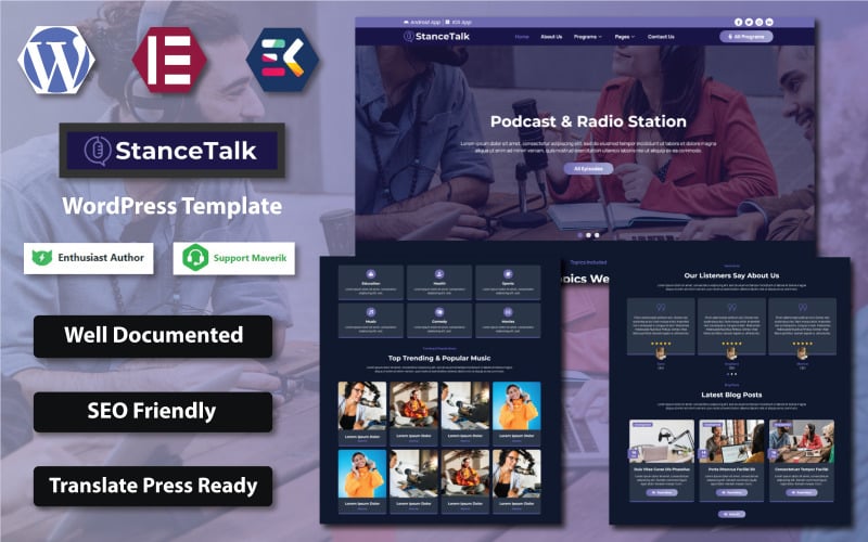 Stance Talk - Podcast & Radio Station WordPress Elementor Template WordPress Theme
