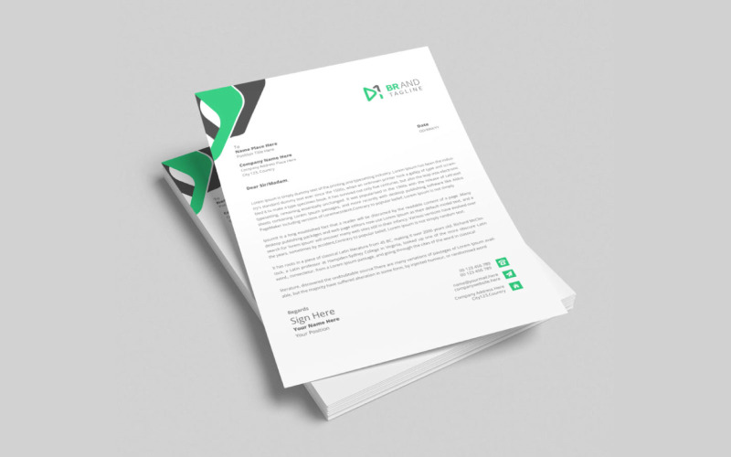Flat design minimal business letterhead template Corporate Identity