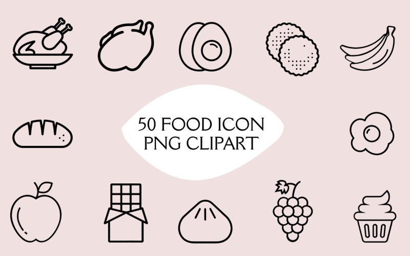 50 Food Icon Premium PNG Clipart Background
