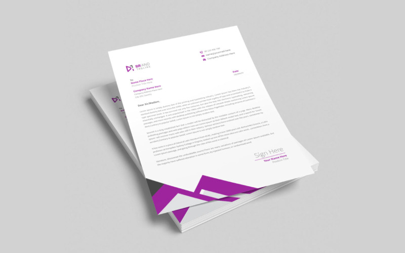 Wavy business letterhead design template Corporate Identity