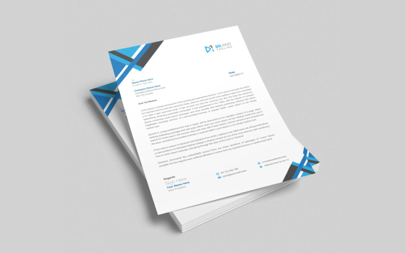 Wavy letterhead template design Corporate Identity