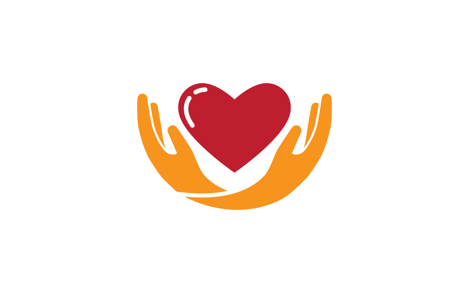 Amor y mano logo vector diseño plano