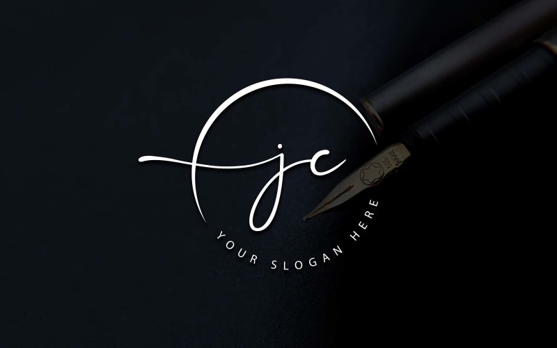 Calligraphy Studio Style JC Letter Logo Design Logo Template