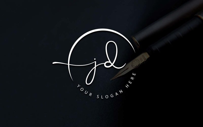 Calligraphy Studio Style JD Letter Logo Design Logo Template