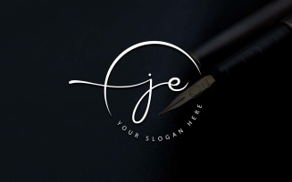 Calligraphy Studio Style JE Letter Logo Design