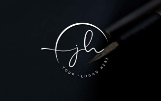 Calligraphy Studio Style JH Letter Logo Design