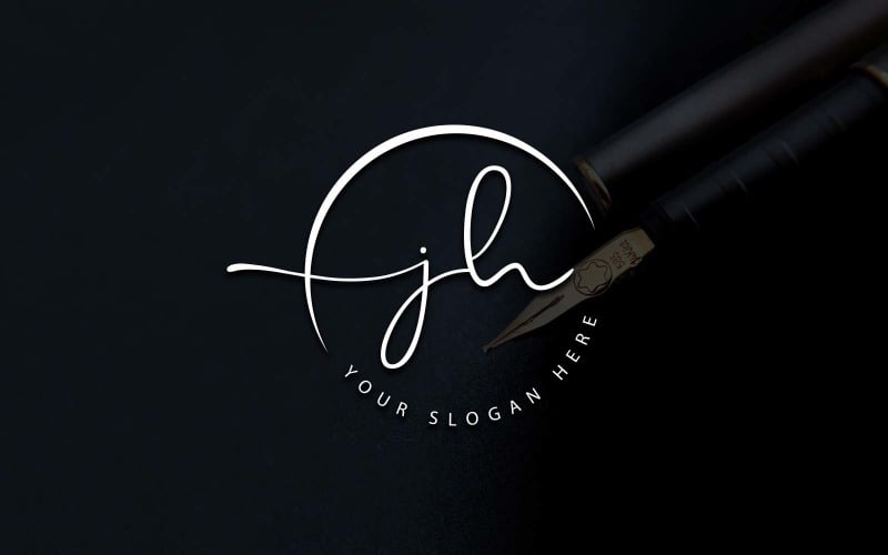 Calligraphy Studio Style JH Letter Logo Design Logo Template