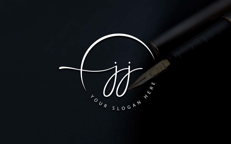Calligraphy Studio Style JJ Letter Logo Design Logo Template