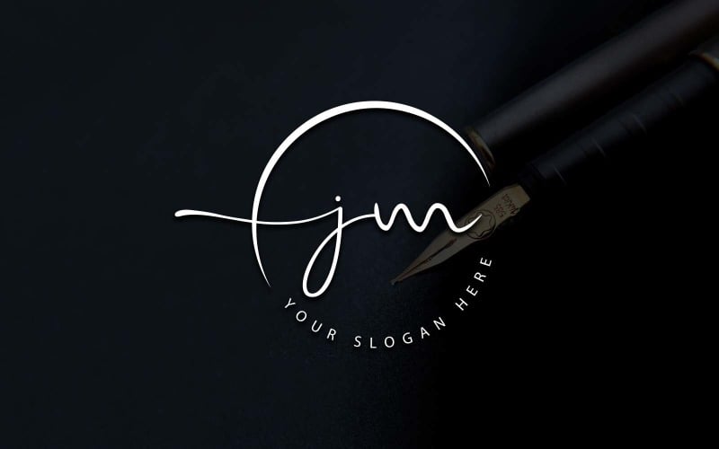 Calligraphy Studio Style JM Letter Logo Design Logo Template
