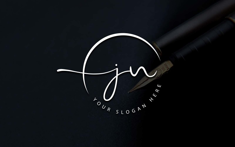 Calligraphy Studio Style JN Letter Logo Design Logo Template