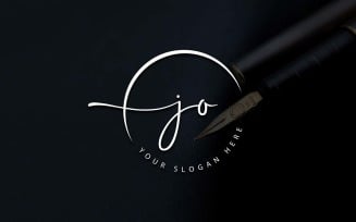 Calligraphy Studio Style JO Letter Logo Design