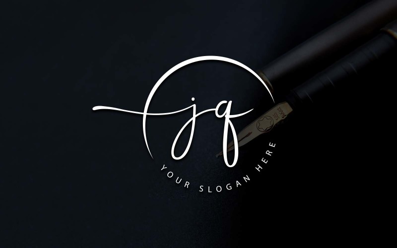 Calligraphy Studio Style JQ Letter Logo Design Logo Template