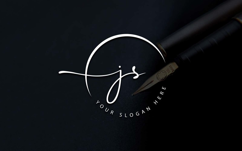Calligraphy Studio Style JS Letter Logo Design Logo Template