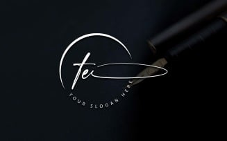 Calligraphy Studio Style TE Letter Logo Design