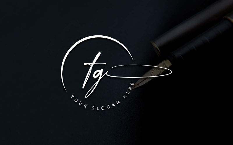 Calligraphy Studio Style TG Letter Logo Design Logo Template
