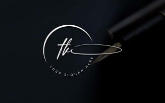 Calligraphy Studio Style TK Letter Logo Design