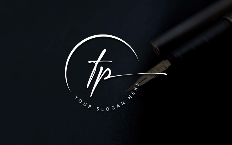 Calligraphy Studio Style TP Letter Logo Design Logo Template
