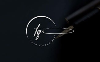 Calligraphy Studio Style TQ Letter Logo Design