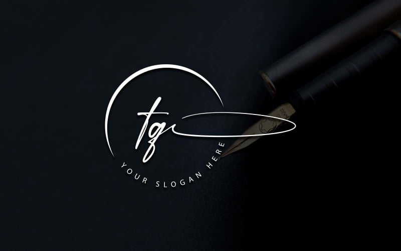Calligraphy Studio Style TQ Letter Logo Design Logo Template